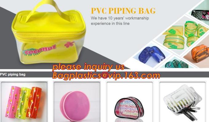 Zipper Clear Stadium PVC Shopping Tote Bag With Side Pocket, promotional shiny vinyl pvc shopping tote bag, 600D PVC Pol