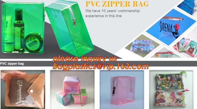 Zipper Clear Stadium PVC Shopping Tote Bag With Side Pocket, promotional shiny vinyl pvc shopping tote bag, 600D PVC Pol