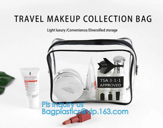 Zipper Clear Stadium PVC Shopping Tote Bag With Side Pocket, promotional shiny vinyl pvc shopping tote bag, 600D PVC Pol