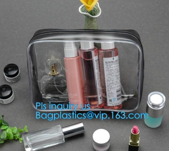 Clear Carry On Travel Toiletry Bag PVC Travel Cosmetic Makeup Bag, Outdoor travel solid durable transparent PVC zipper b