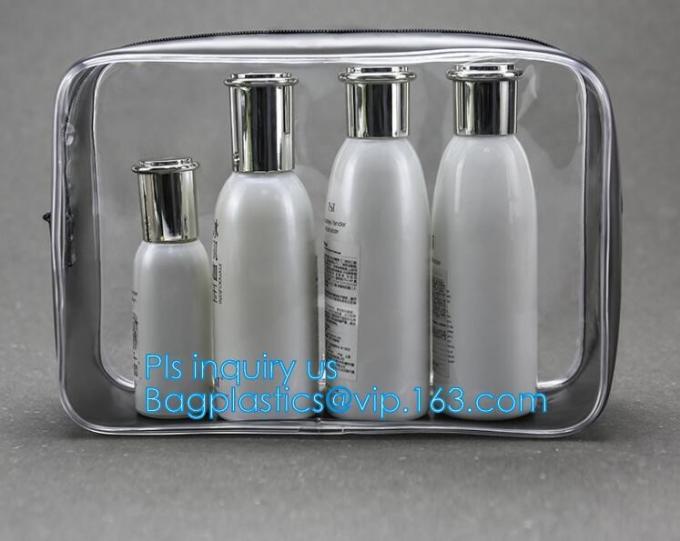 Clear Carry On Travel Toiletry Bag PVC Travel Cosmetic Makeup Bag, Outdoor travel solid durable transparent PVC zipper b