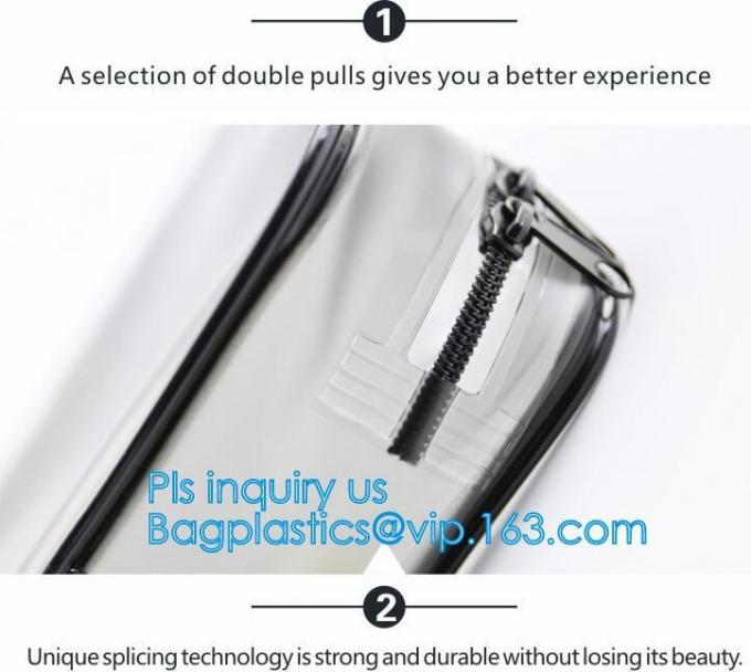 Clear Carry On Travel Toiletry Bag PVC Travel Cosmetic Makeup Bag, Outdoor travel solid durable transparent PVC zipper b