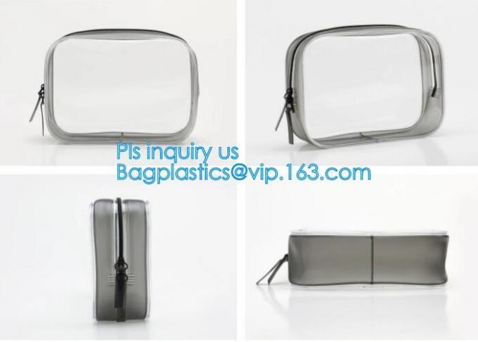 Clear Carry On Travel Toiletry Bag PVC Travel Cosmetic Makeup Bag, Outdoor travel solid durable transparent PVC zipper b