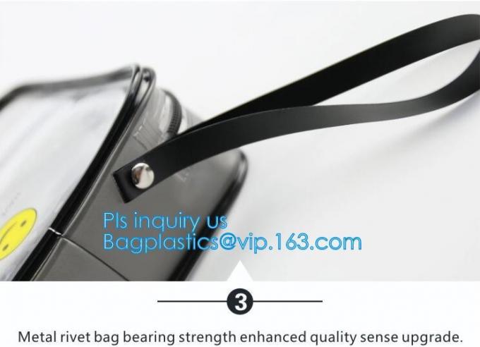 Clear Carry On Travel Toiletry Bag PVC Travel Cosmetic Makeup Bag, Outdoor travel solid durable transparent PVC zipper b