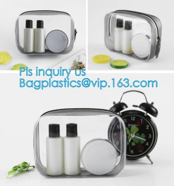 Clear Carry On Travel Toiletry Bag PVC Travel Cosmetic Makeup Bag, Outdoor travel solid durable transparent PVC zipper b