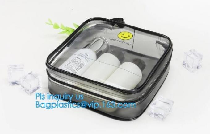 Clear Carry On Travel Toiletry Bag PVC Travel Cosmetic Makeup Bag, Outdoor travel solid durable transparent PVC zipper b