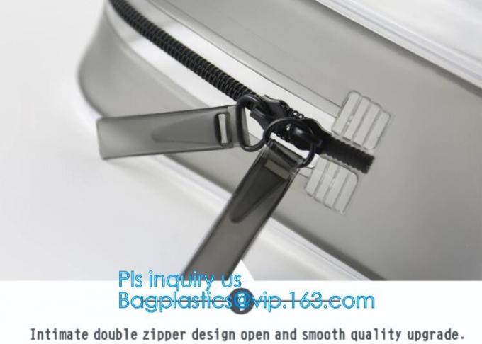 Clear Carry On Travel Toiletry Bag PVC Travel Cosmetic Makeup Bag, Outdoor travel solid durable transparent PVC zipper b