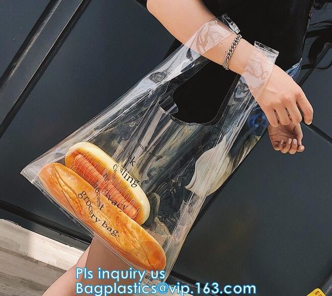 Zipper Clear Stadium PVC Shopping Tote Bag With Side Pocket, promotional shiny vinyl pvc shopping tote bag, 600D PVC Pol