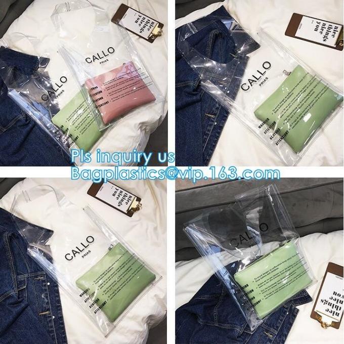 Zipper Clear Stadium PVC Shopping Tote Bag With Side Pocket, promotional shiny vinyl pvc shopping tote bag, 600D PVC Pol