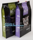 Flat bottom aluminum foil slider zipper pet dog food bag, recyclable different type dog/cat food packaging slider zipper