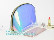 Custom Laser holographic hologram sewing pvc bag pvc cosmetic makeup bag,Women's Metallic Silver Iridescent Holographic
