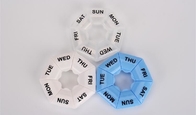 One week 7 compartments round shaped plastic pill organizer, Travel plastic pill containers 7 compartment space planner