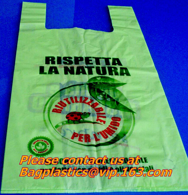 100% Biodegradable and Compostable, T-shirt Bags, EN13432 Certificate ...