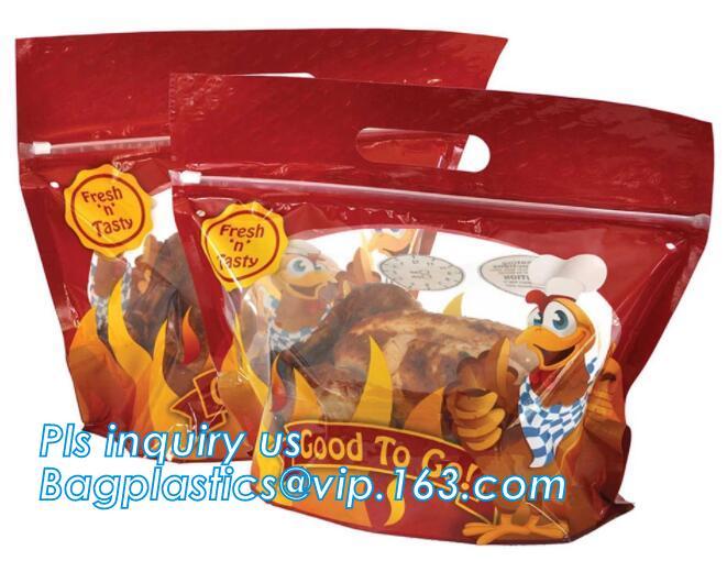 custom printed rotisserie chicken bags roast chicken packaging bag, Zip
