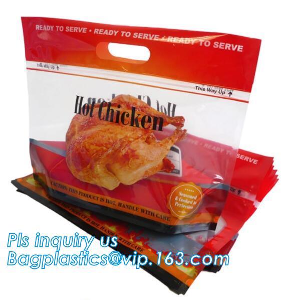 custom printed rotisserie chicken bags roast chicken packaging bag, Zip lockkk handle bags stand