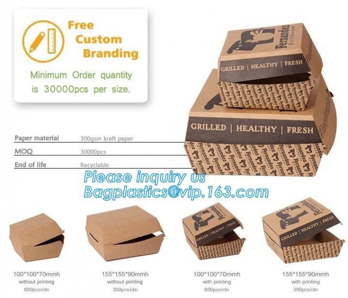 Kraft Triple Sandwich Wedge Box with Window Recyclable Paper Lunch Container Boxes,Promotional