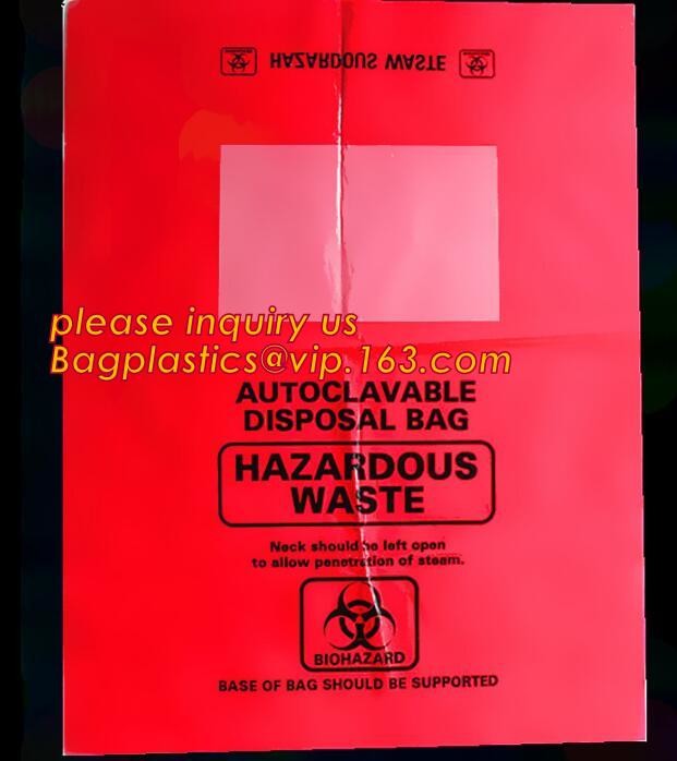 Durable plastic Biohazard Bags for medical waste, biohazard specimen