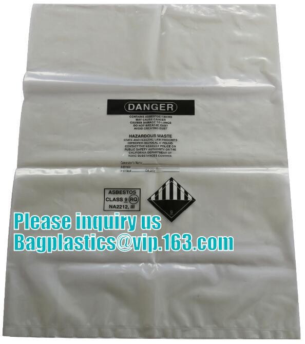 Hazardous Waste Yellow Plastic Bag Asbestos Garbage Bag,large size thicker LDPE asbestos remove