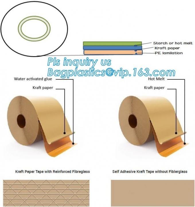 Heavy Packing Scotch Tape Label / Gummed Tape Kraft With PE Coated
