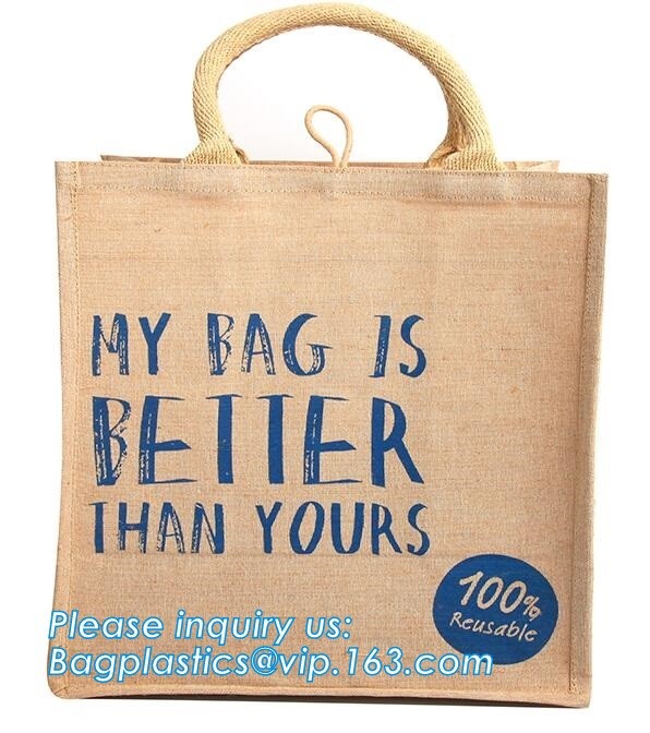 eco friendly small standard size foldable natural jute shopping bag