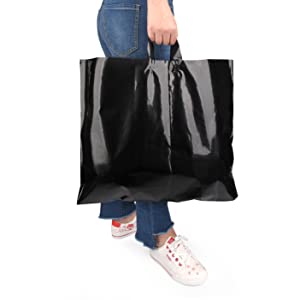 Retail Shopping Bags For Goodie Bags, Party, Stores, Boutique, Clothes, Reusable Plastic Bags With Soft Loop Handle 1