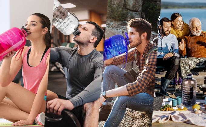 Water Bottles Fitness Gym Sports Jug Big Capacity Plastic eco friendly Water Bottle with Straw Drinking 2