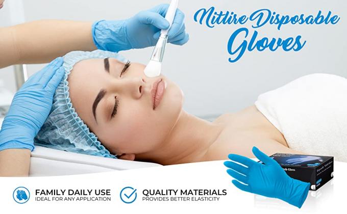 Protective Powder Free Examination Nitrile Gloves, Colored Nitrile and Vinyl Blend Disposable Medical Blue 1