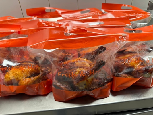 Biodegradable Roasted Chicken Rotisserie Bag Zipper Bags For Take Away Food Package, Microwave Safe Deep Frozen Plastic Packaging Bags For Fried Chicken Packaging