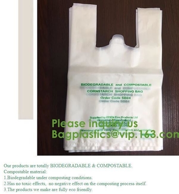 BIODEGRADABLE PVA PLASTIC WATER SOLUBLE VEST HANDLES BAG, COMPOSTALE PLA+PBAT CORN STARCH POTATOES STARCH ECO FIRNEDLY