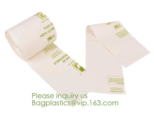 Wholesale Cornstarch 100% biodegradable and Compostable Custom T-shirt Shopping Packaging Bag On Roll,bagplastics bageas