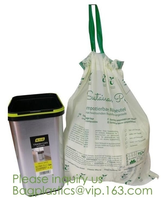 Drawstring Drawtape liner sacks, sachets, closure,shopping biodegradable compostable clear plastic grocery shopping bag,