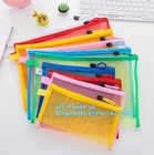 Office Stationery Mesh Bags With Slider Zipper, expanding file/folder/File cover/documents pouch carry bag