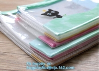 vinyl PVC Net Pattern Mesh Bags with zipper, A4 Mesh Zip Document Wallet Folder Pencil Case File Secury Storage Bag
