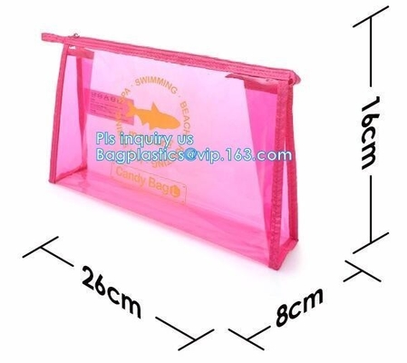 grip slider bags, Stand Up Cosmetic Pouch with Slider Zipper Closure, PVC HEAT SEALED BAG WITH SLIDER ZIPPER