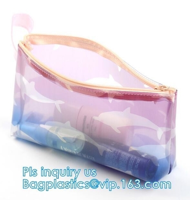 Holographic Vinyl Film Hologram Bag With Slider Zip, Pvc Holographic Cosmetics Bag, Plastic Zipper Bag/eva zipper bag wi