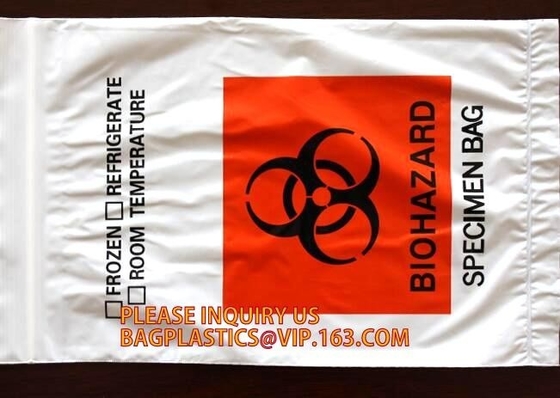 Biohazard specimen zipper bag Customized, zipper specimen store plastic biohazard bag manufacture sell, laboratory test