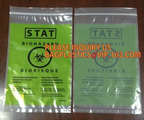 printing plastic biohazard PE Zipper Specimen Bags, Zip Top Biohazard Bags, Bio Harzard Specimen Bags/Medical Waste Bioh