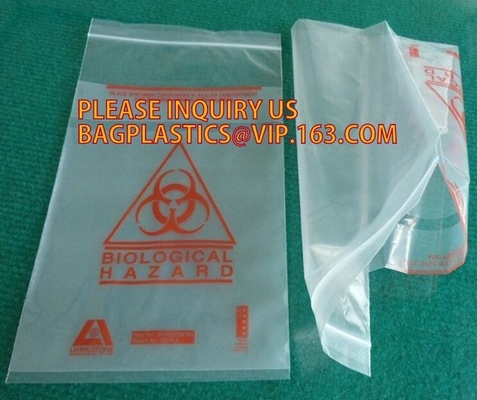 printing plastic biohazard PE Zipper Specimen Bags, Zip Top Biohazard Bags, Bio Harzard Specimen Bags/Medical Waste Bioh