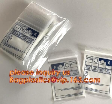 Eco friendly biohazard medicine Zip lockkk bag, FDA LDPE Materials Medical using Zipper Bags Plastic Zip lock bags with own