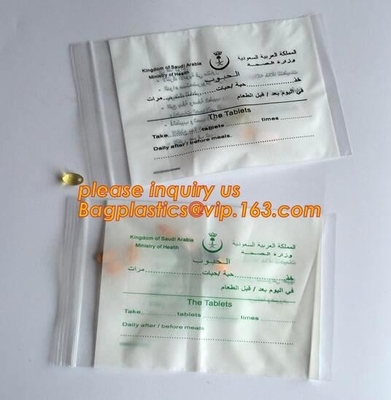 Eco friendly biohazard medicine Zip lockkk bag, FDA LDPE Materials Medical using Zipper Bags Plastic Zip lock bags with own