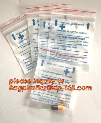 Custom printed LDPE medical Zip lockkk pills medicine zipper resealable small plastic bag, medical grade clear plastic zipp