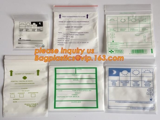 medical packaging plastic sterilized medical Zip lockkk bag, block writable zip lock drug medical envelope bags, packaging