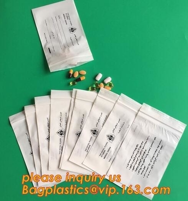 medical packaging plastic sterilized medical Zip lockkk bag, block writable zip lock drug medical envelope bags, packaging