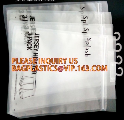 Self Seal Zip Lock Transparent Compound PP Sock bag， pp plastic zip lock bag with metal hang hole, hanger hook, frosted