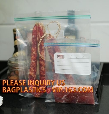 Food grade packing PE transparent custom printed zipper bags with double zipper, Sandwich Zip lockkk baggies food freezer ba
