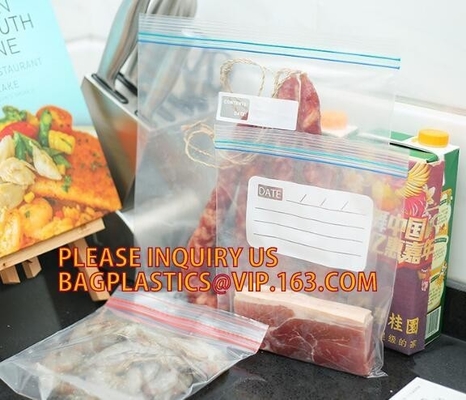 Food grade packing PE transparent custom printed zipper bags with double zipper, Sandwich Zip lockkk baggies food freezer ba
