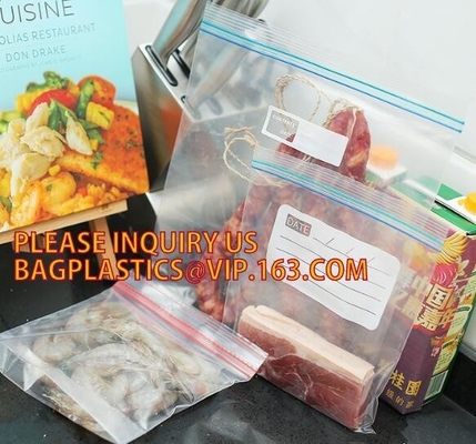 Food grade packing PE transparent custom printed zipper bags with double zipper, Sandwich Zip lockkk baggies food freezer ba