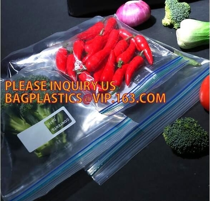 Quart Waterproof double color zipper bags food freezer bags, resealable double track Zip lockkk bag for food storage pac ba