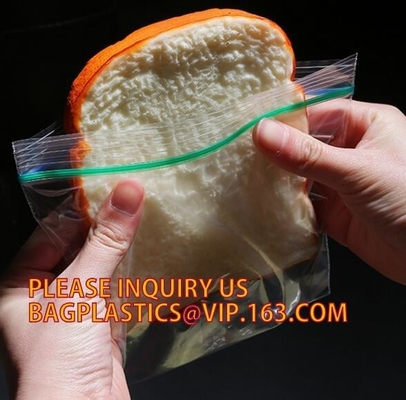 Color box packing 50 count custom LDPE clear reclosable plastic Zip lockkk bag, zipper bag with red line on the top, bageas