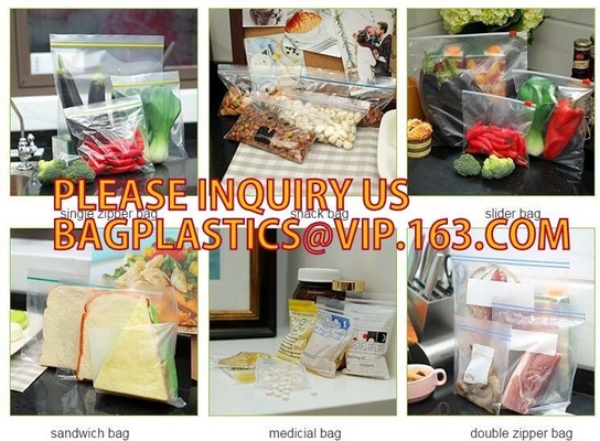 Double zip seal packaging bag, Double sealed food storage custom printed plastic zip lock bag, Moisture Proof plastic go